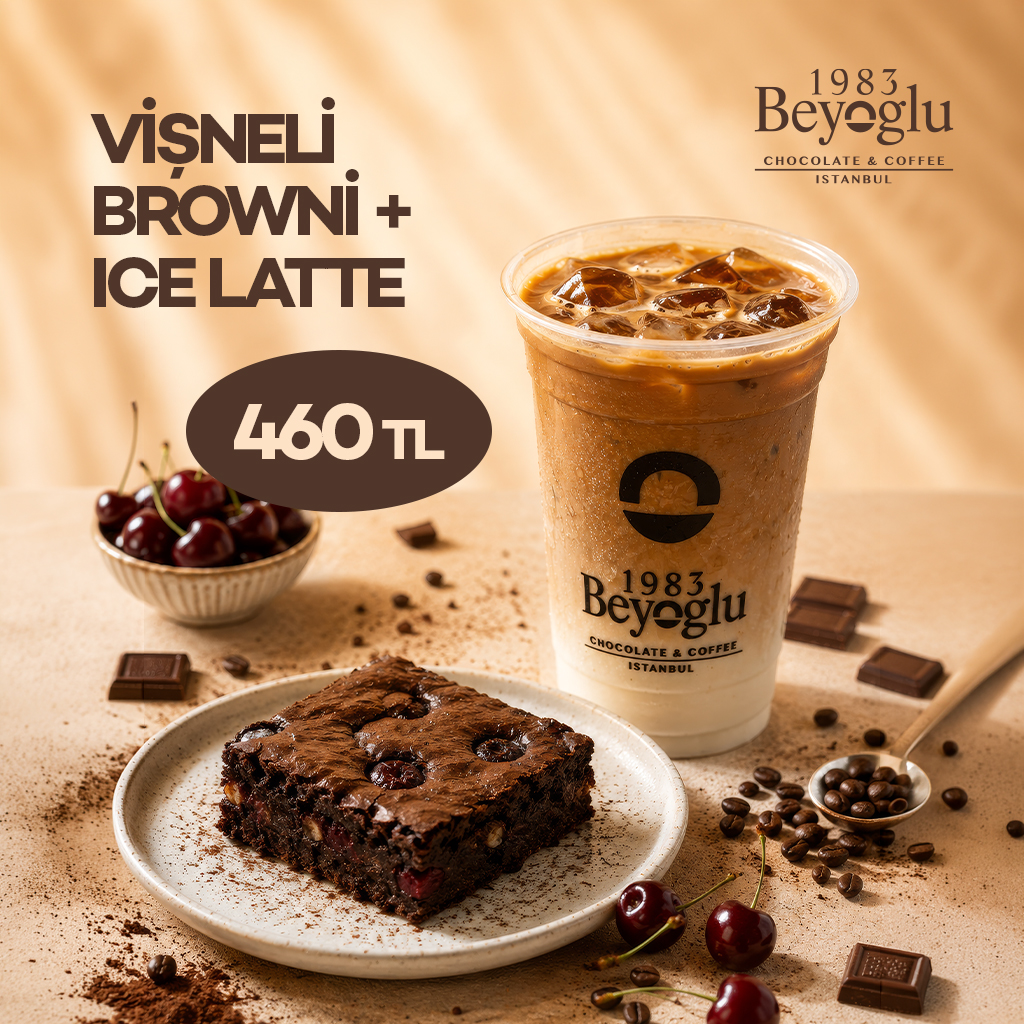 VİŞNELİ BROWNİE + ICE LATTE